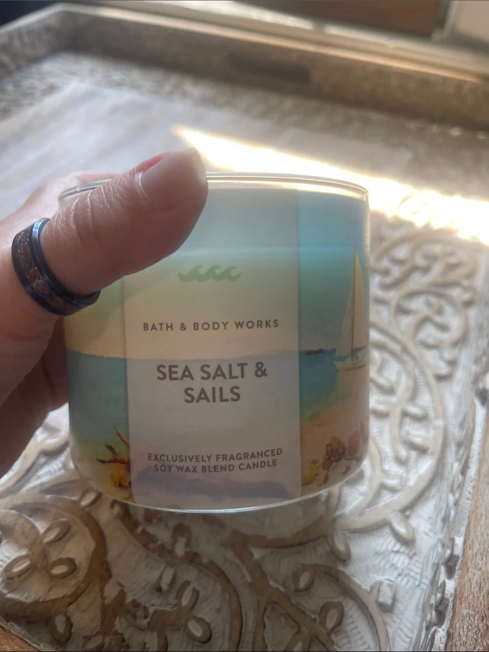 Bath & Body Works Sea Salt & Sails Candle - Blue, White